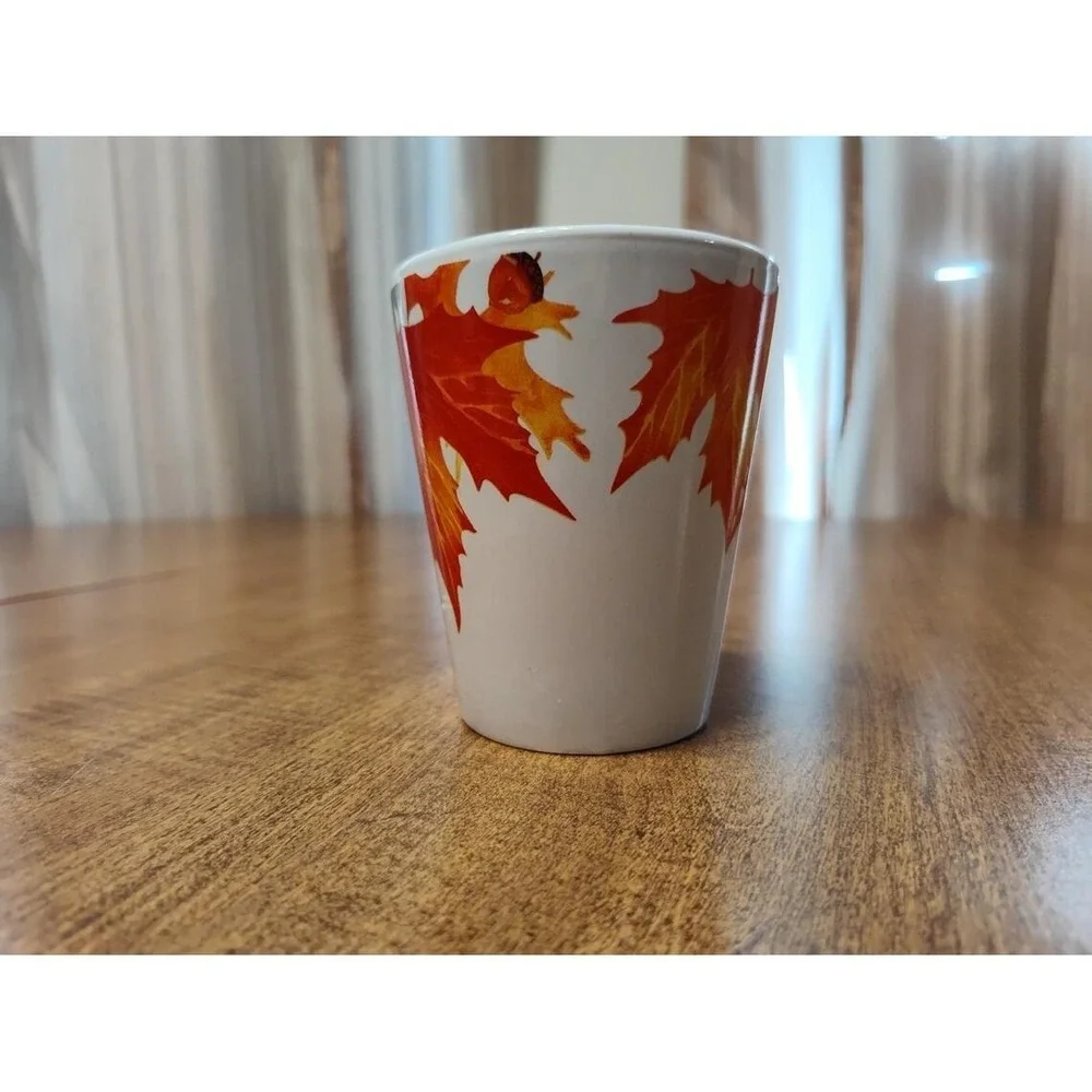Handmade Autumn Maple Leaves 10 oz Pumpkin Spice Two Wick Mug Candle OOAK B22